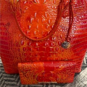 BEAUTIFUL SPICY ORANGE DUXBURY BRAHMIN AND MATCHING WALLET…..NEW